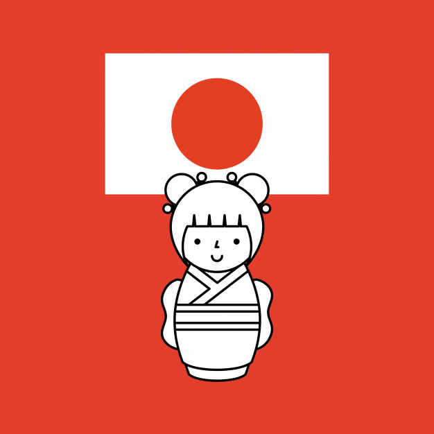 626x626 Cute Japanese Girl And Japan Flag Icon Vector Premium Download