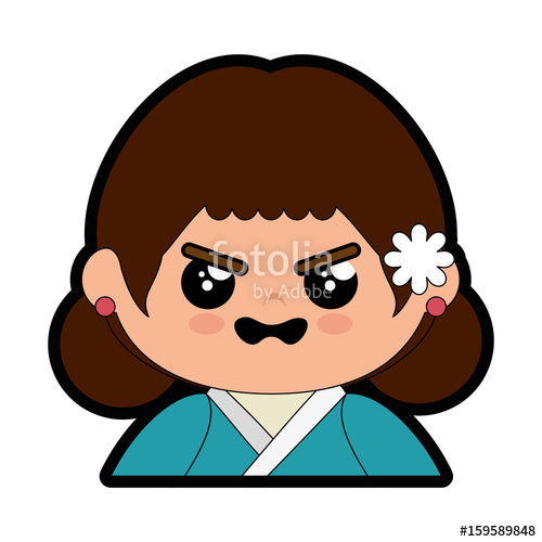 500x500 Cute Japanese Girl Cartoon Icon Vector Illustration Graphic Design