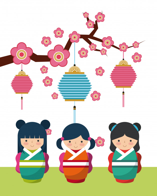 626x780 Decorative Objects Hanging And Cute Japanese Girls Icon Vector