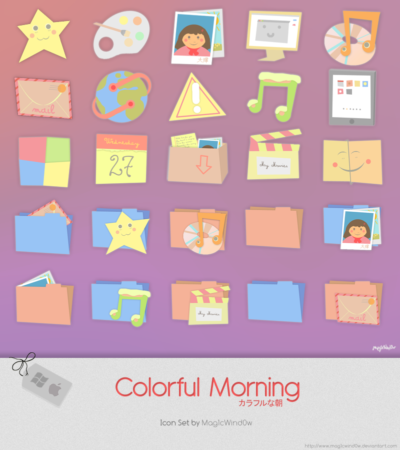 800x899 Colorful Morning Icon Set