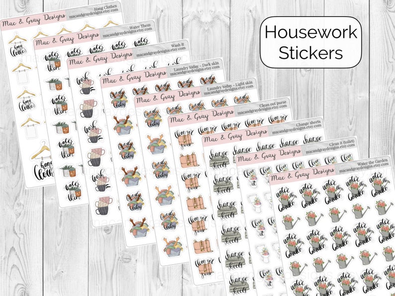 794x596 Housework Stickers Functional Stickers Cleaning Stickers Etsy