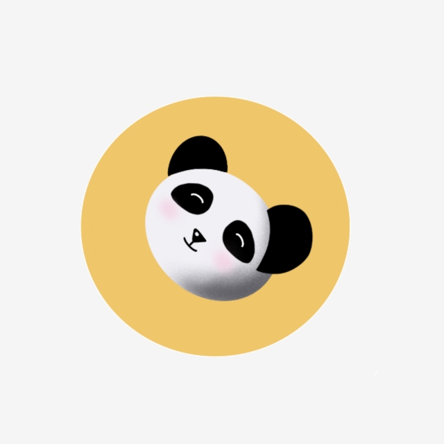 640x640 Cute Panda Avatar Simple Yellow Black And White Icon Element, Icon