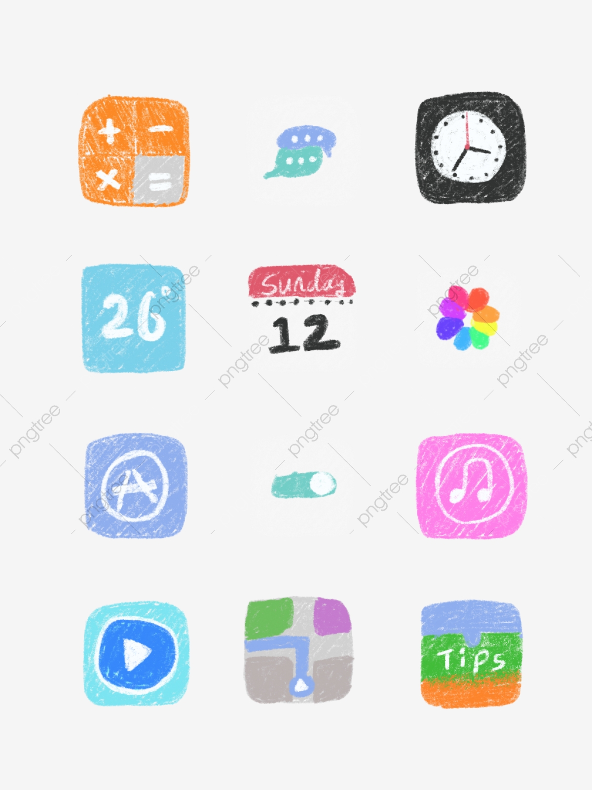 1200x1601 Hand Painted Cute Color Lead Crayons Mobile Phone Icon Material