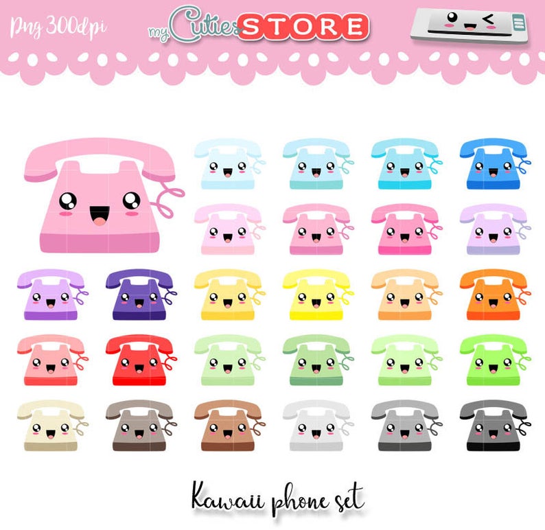 794x772 Kawaii To Call Phone Clipart Cute Icon Png Graphics Set For Etsy