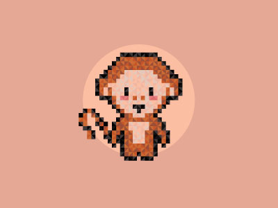 400x300 Baby Cute Pixel Monkey
