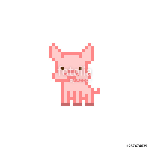 500x500 Pink Pixel Art Pig Character Isolated On White Background