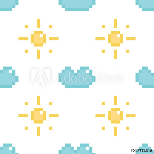 500x500 Weather, Meteorology Seamless Pattern Background With Cute Pixel