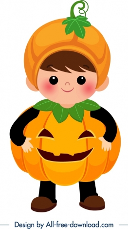 263x468 Halloween Costume Template Pumpkin Clothes Cute Boy Icon Vectors