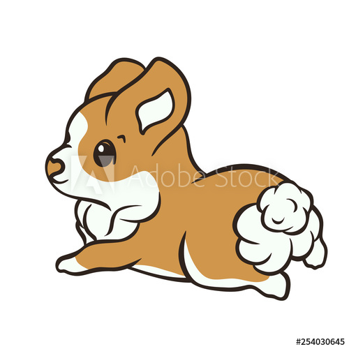 500x500 Welsh Corgi Dog Breed Vector Illustration Cute Puppy Lying Down