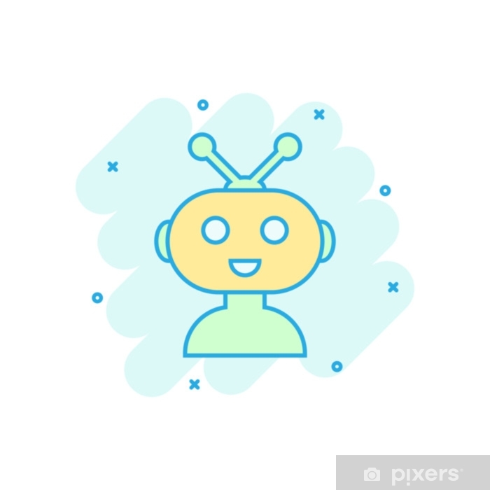 700x700 Cute Robot Chatbot Icon In Comic Style Bot Operator Vector