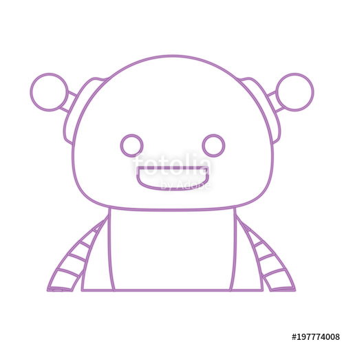 500x500 Cartoon Cute Robot Icon Over White Background, Colorful Line