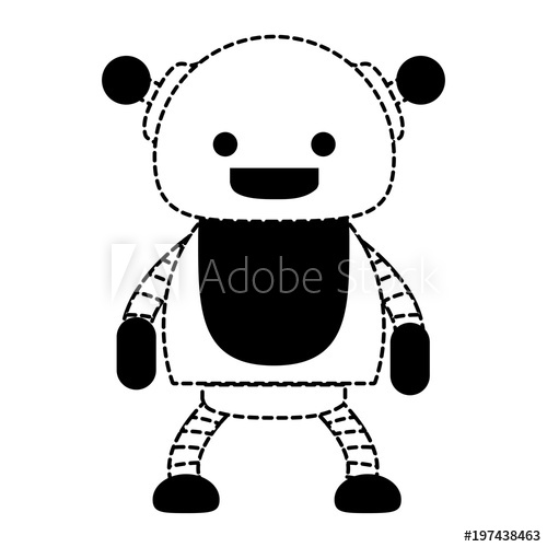500x500 Cartoon Cute Robot Icon Over White Background, Vector Illustration