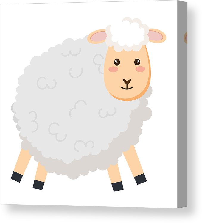 678x750 Cute Sheep Character Icon Canvas Print Canvas Art