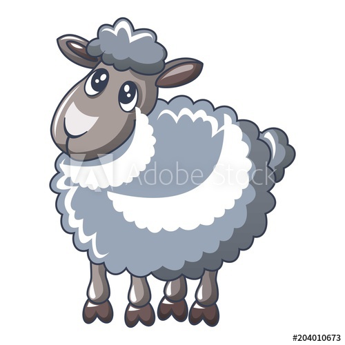 500x500 Cute Sheep Icon, Cartoon Style