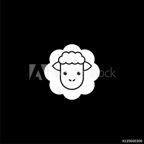 500x500 Cute Sheep Icon Or Logo Illustration On Dark Background