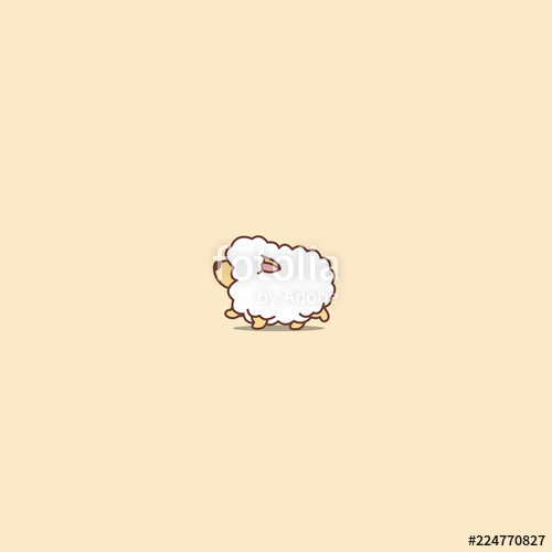 500x500 Cute Sheep Walking Cartoon Icon, Vector Illustration Stock Image