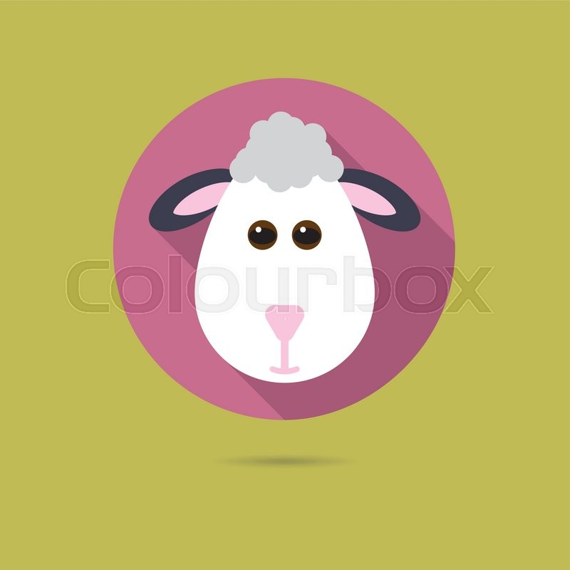 800x800 Flat Design Icon Of Cute Sheep Face Stock Vector Colourbox
