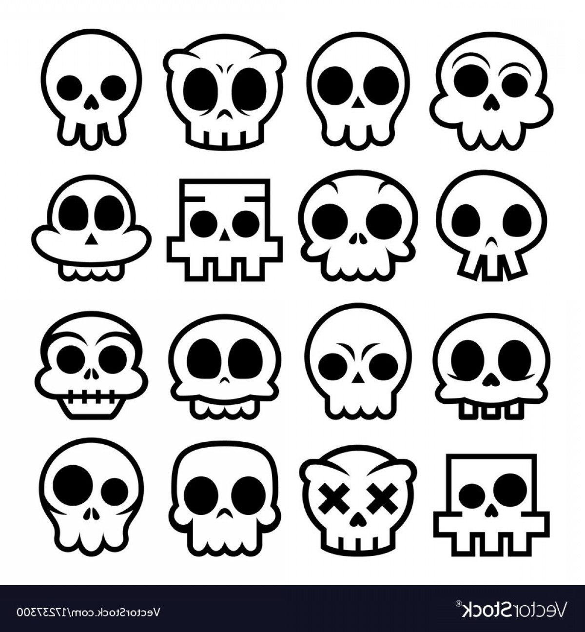 1200x1296 Halloween Cartoon Skull Icons Mexican Cute Vector Geekchicpro