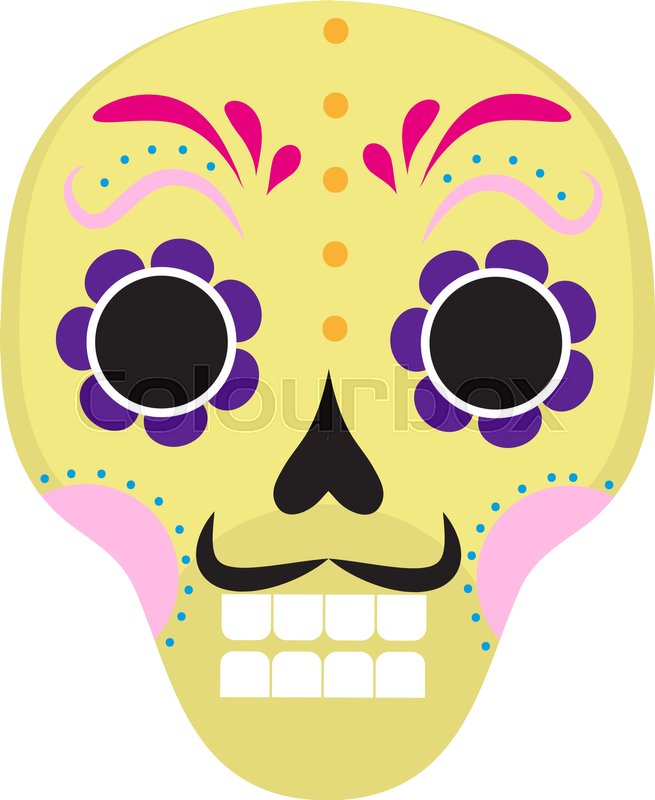 655x800 Sugar Skull Icon, Flat, Cartoon Style Stock Vector Colourbox