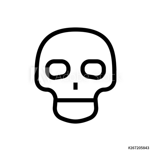 500x500 Cute Skull Icon Design Head Skeleton Human Anatomy Symbol Line