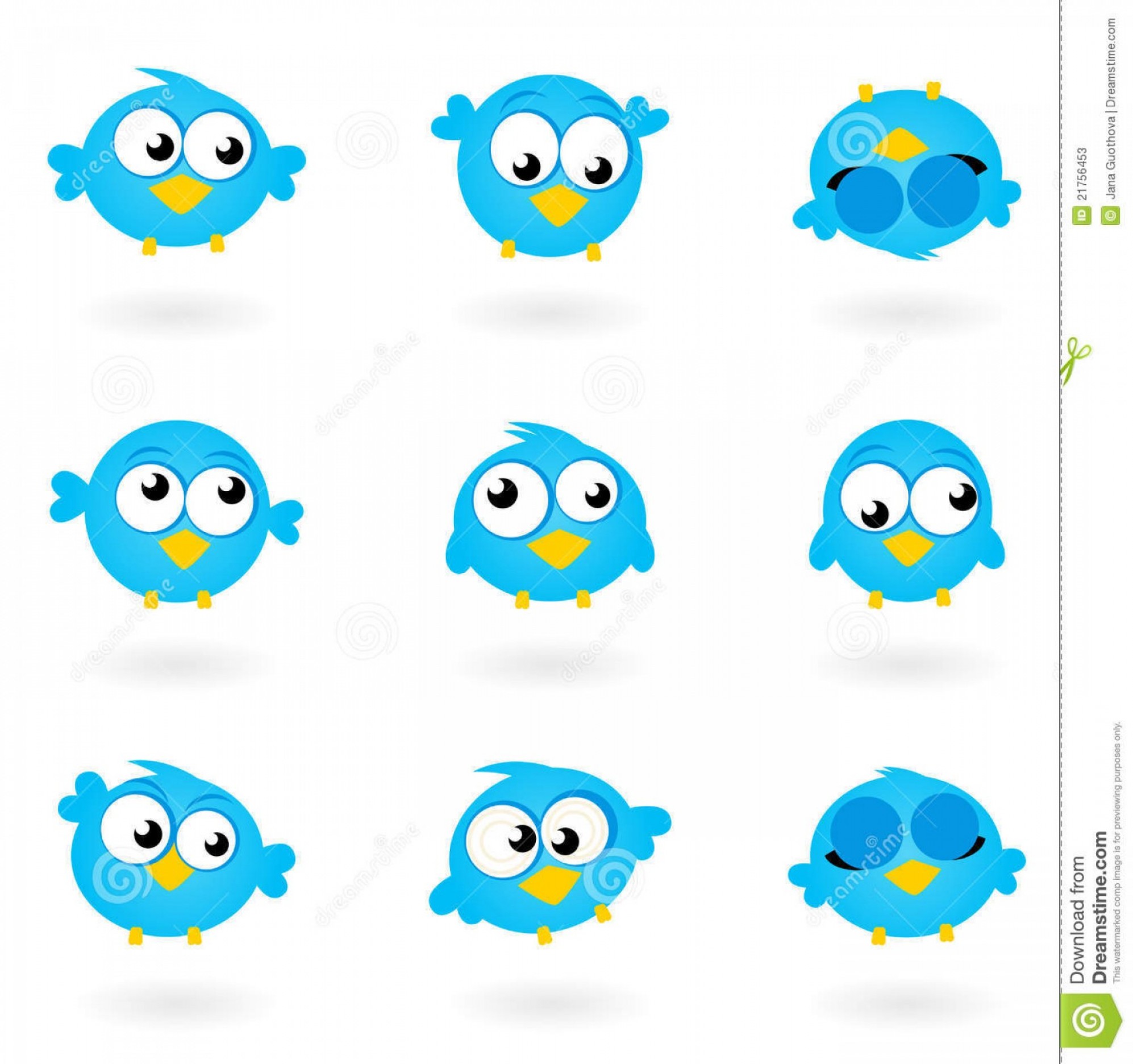 1994x1872 Stock Photos Cute Blue Vector Twitter Birds Icons Collection Image
