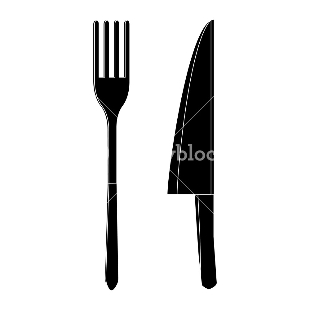 1000x1000 Knife And Fork Icon In Simple Style Isolated On White Background