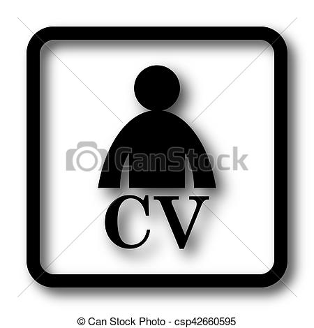 450x470 Cv Icon, Black Website Button On White Background Stock