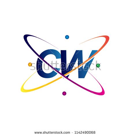 450x470 Initial Letter Cw Logotype Science Icon Colored Blue, Red, Green