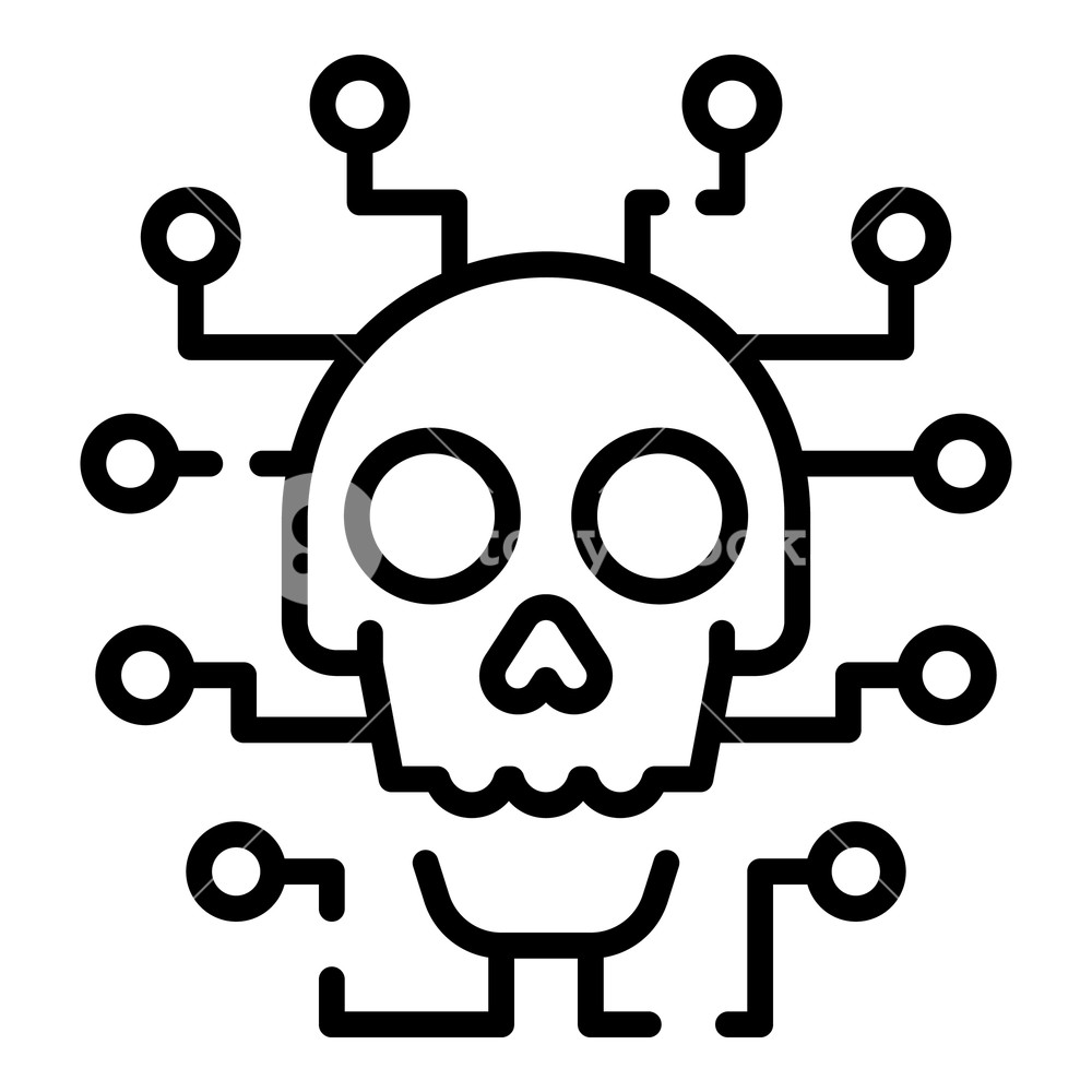 1000x1000 Cyber Hacker Attack Icon Outline Cyber Hacker Attack Vector Icon