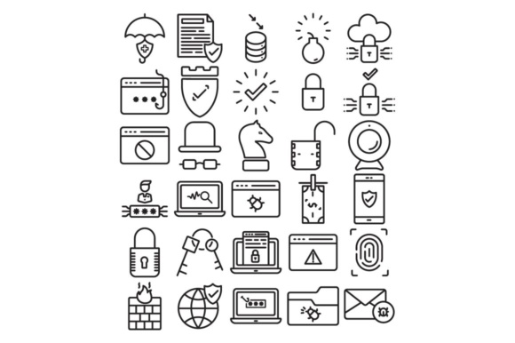 Cyber Security Icons Set Graphic 580x386 Cyber Security Icons Set Graphic