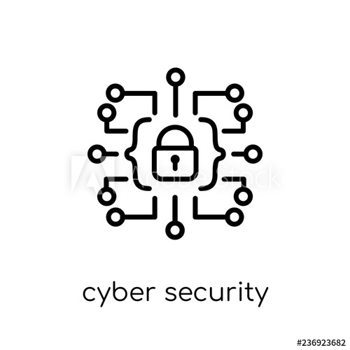 500x500 Cyber Security Icon Trendy Modern Flat Linear Vector Cyber