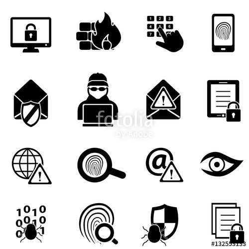 500x500 Cybersecurity, Virus And Computer Security Icons Stock Image
