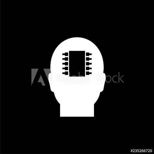 500x500 Cyborg Icon, Robot Logo On Dark Background