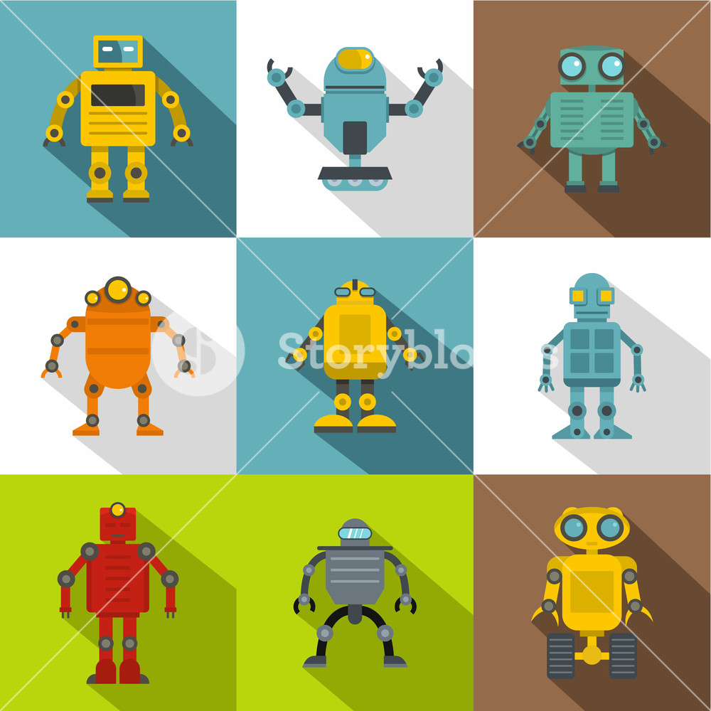 1000x1000 Cyborg Icon Set Flat Style Set Of Cyborg Vector Icons For Web