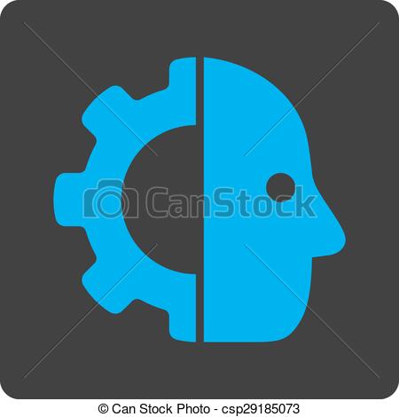450x470 Cyborg Icon Vector Style Is White And Gray Colors, Flat