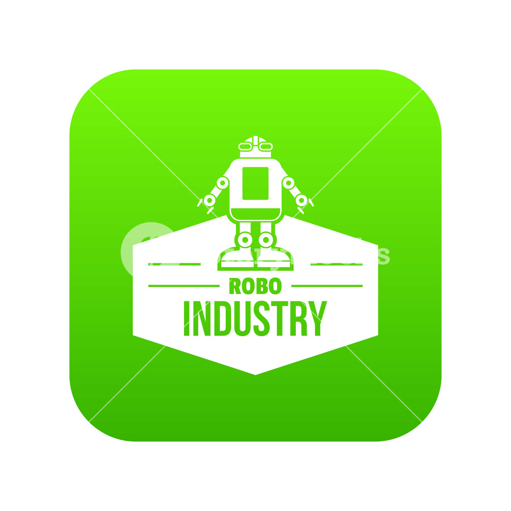 1000x1000 Robotic Cyborg Icon Green Vector Isolated On White Background