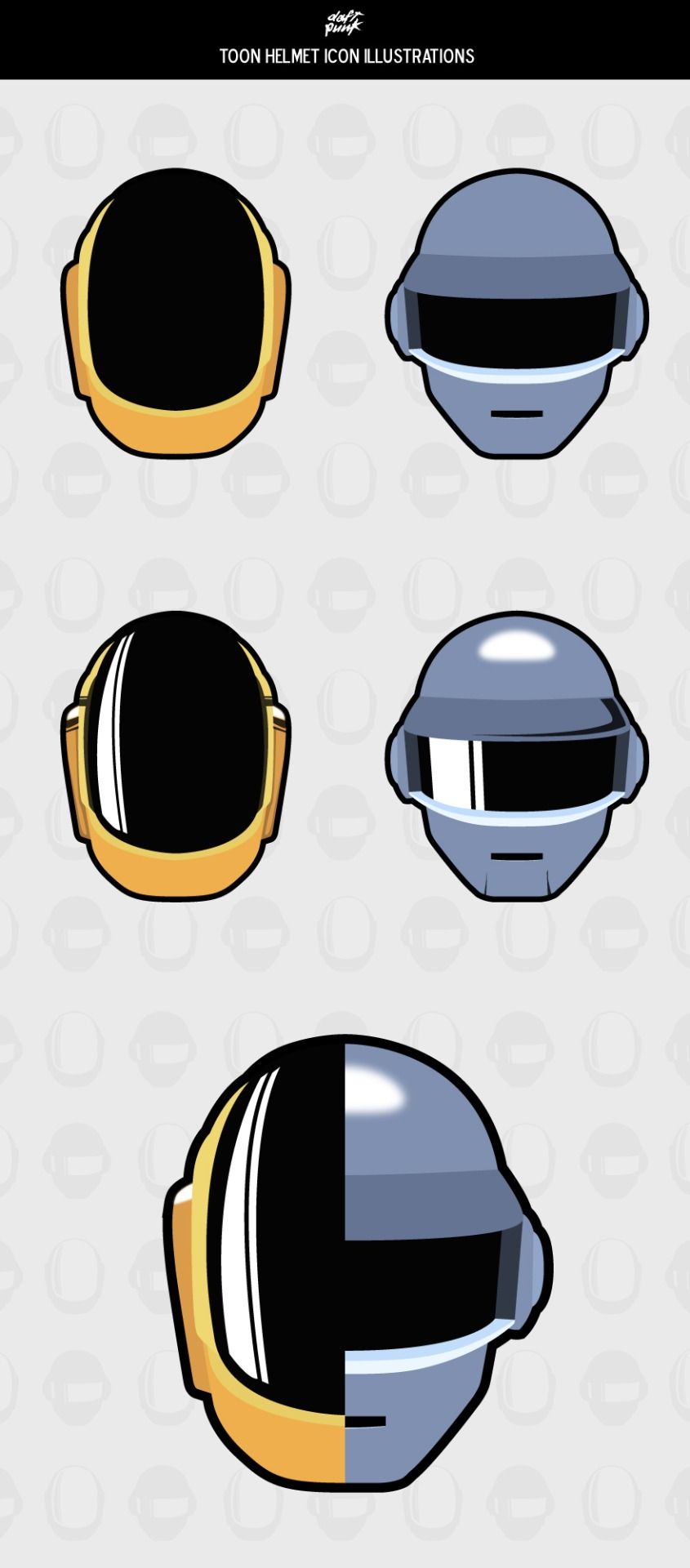 845x1920 Daft Punk Toon Helmet Icon Illustrations