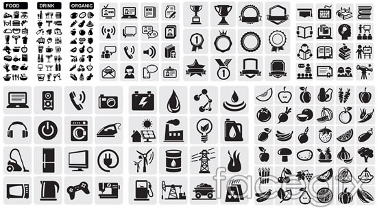 550x304 Daily Life In Black And White Icons Vector Over Millions Vectors