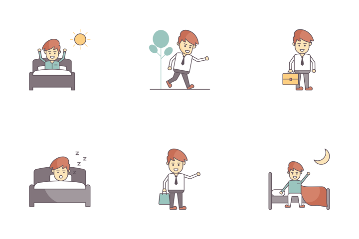 720x480 Download Free Png Happy Salary Man Daily Life Routine Icon Packs