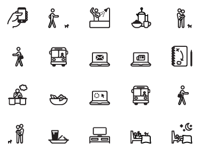 400x300 My Daily Routine Iconified Signage Icon Set, Glyphs