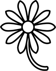 199x250 Daisy Flower Outline Flat Icon Sticker