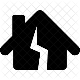 256x256 House Damage Icon Of Glyph Style