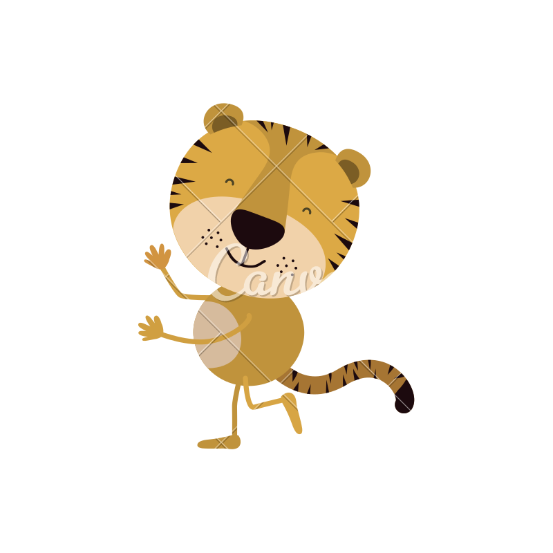 800x800 Cute Tiger Dancing Vector Icon Illustration