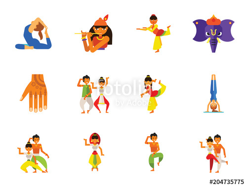 500x379 India Icon Set Taj Mahal Dancing Indian Man Dancing Indian Woman