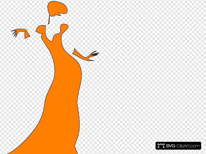 800x600 Orange Dancing Lady Clip Art, Icon