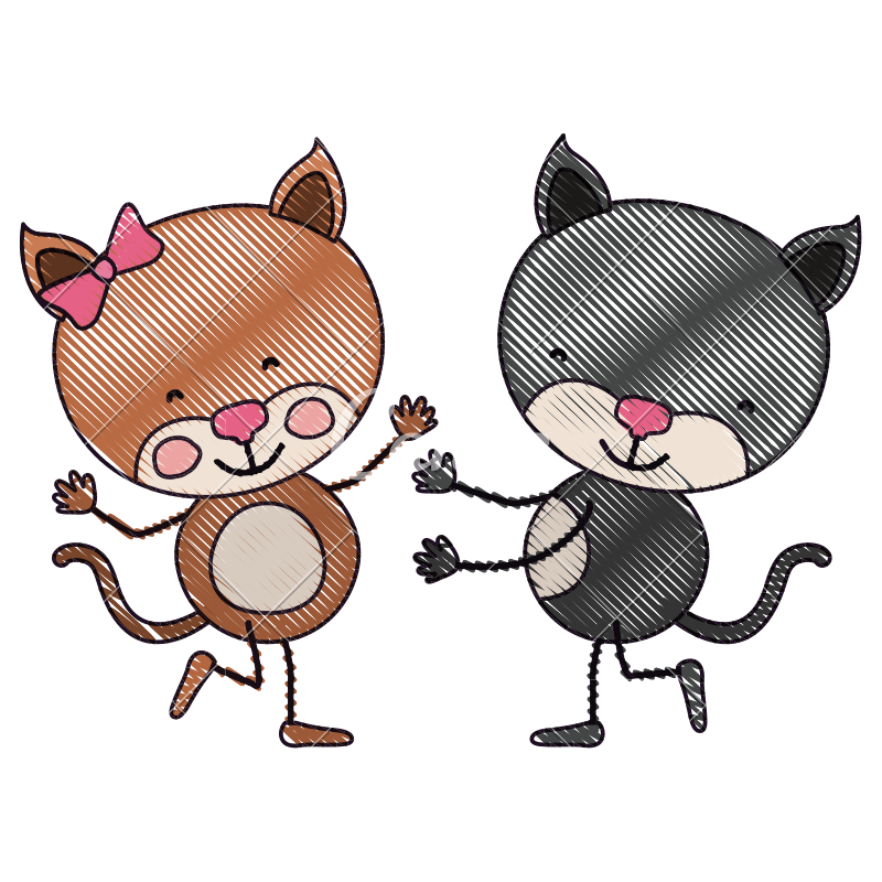 800x800 Couple Of Cats Dancing Vector Icon Illustration