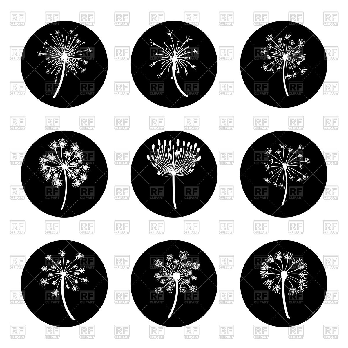 1200x1200 Dandelion Icon Set Vector Image Of Icons And Emblems Vectortatu