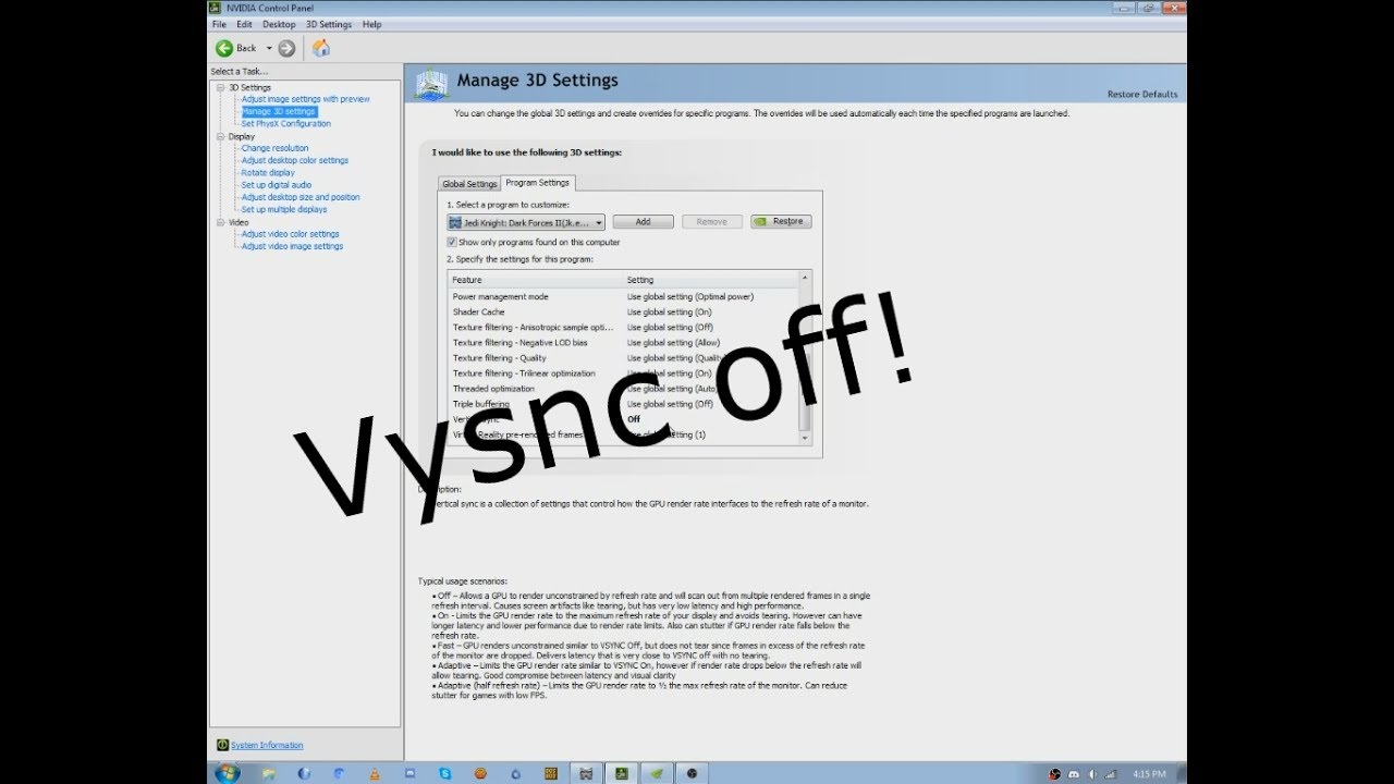 1280x720 How To Turn Off Vsync For Jedi Knight Dark Forces Ii Nvidia