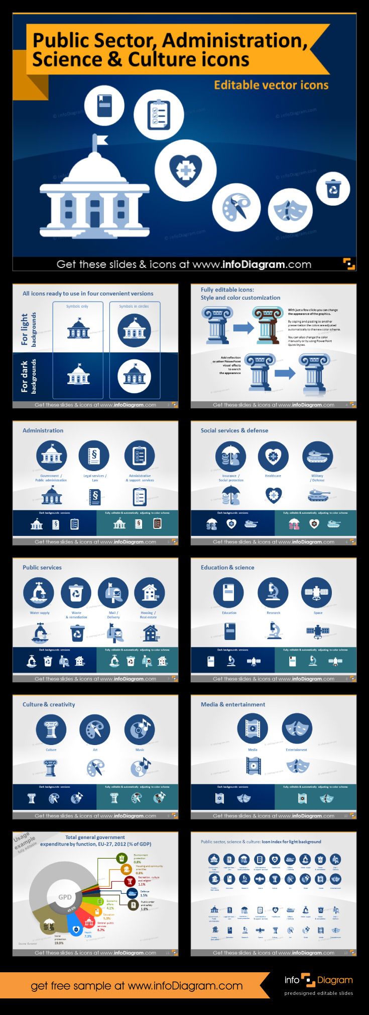 735x2019 Industry Icons Public Sector, Administration, Science Culture