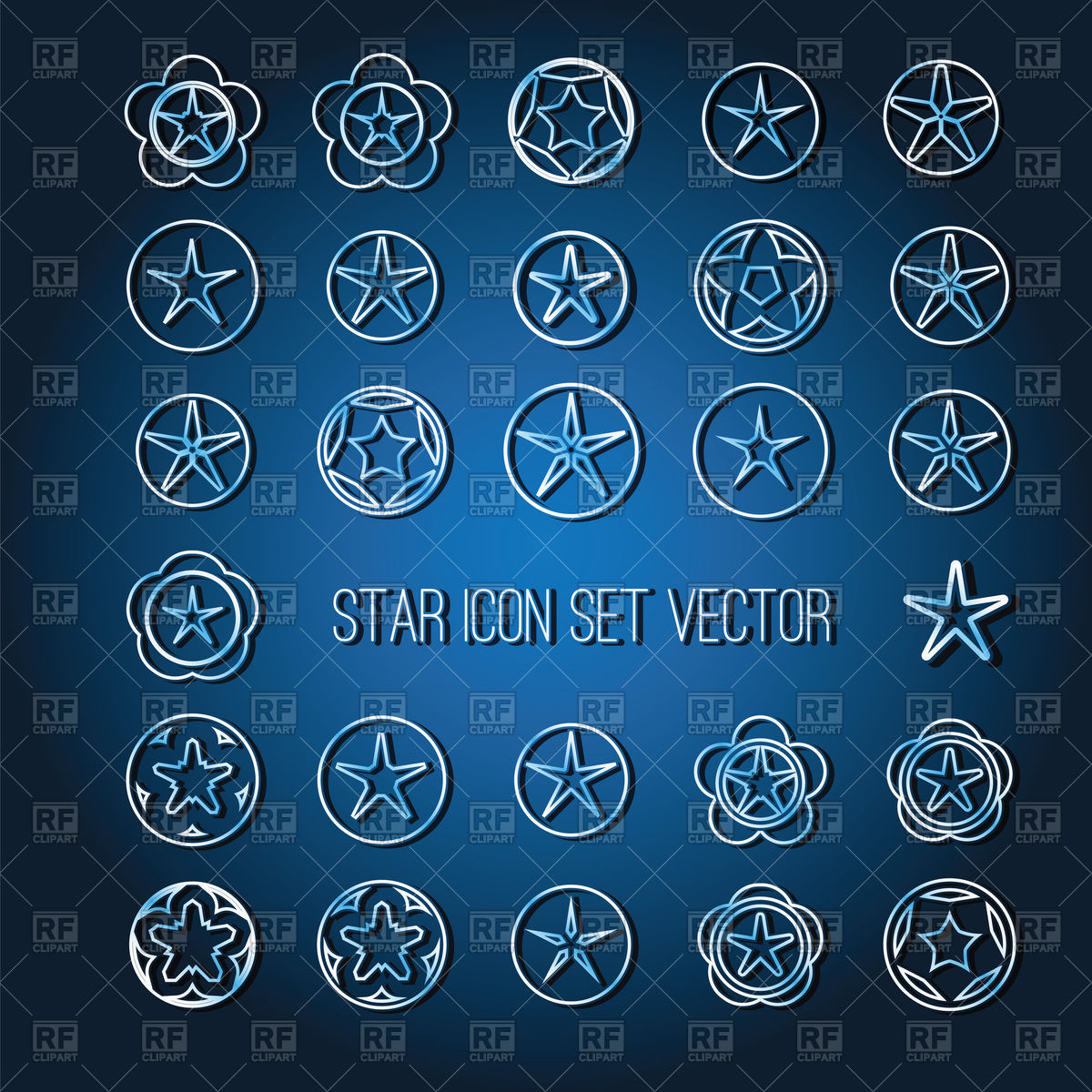 1200x1200 Set Of Stars Icon On Dark Blue Background Vector Image Of Signs